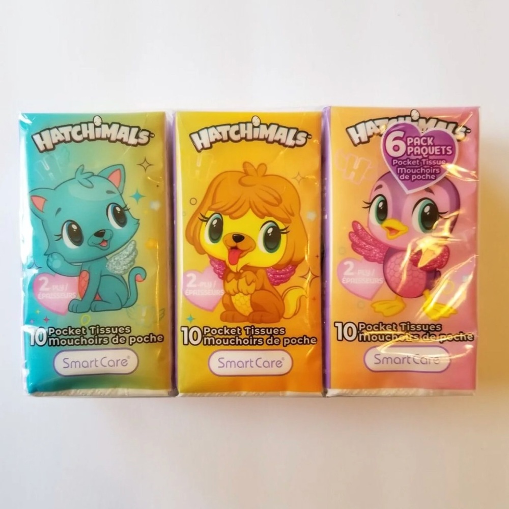 HATCHIMALS 6 PACK POCKET TISSUES